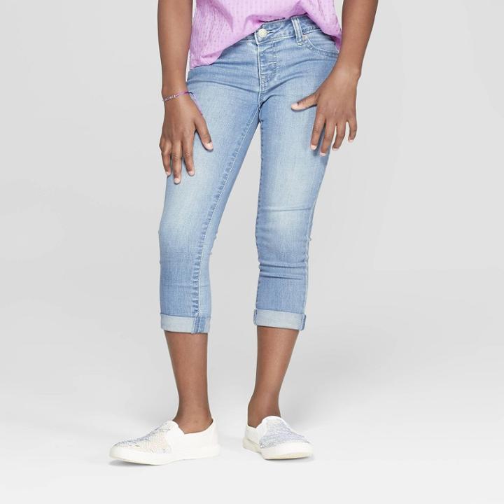 Girls' Crop Jeans - Cat & Jack Light Wash