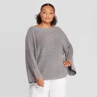 Women's Plus Size Long Sleeve Boat Neck Pullover Sweater - Prologue Gray 2x, Women's,