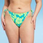 Women's Adjustable Coverage Bikini Bottom - Wild Fable Blue/green Tropical Print