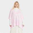 Women's Plus Size V-neck Knit Poncho - A New Day Lilac One Size, Purple