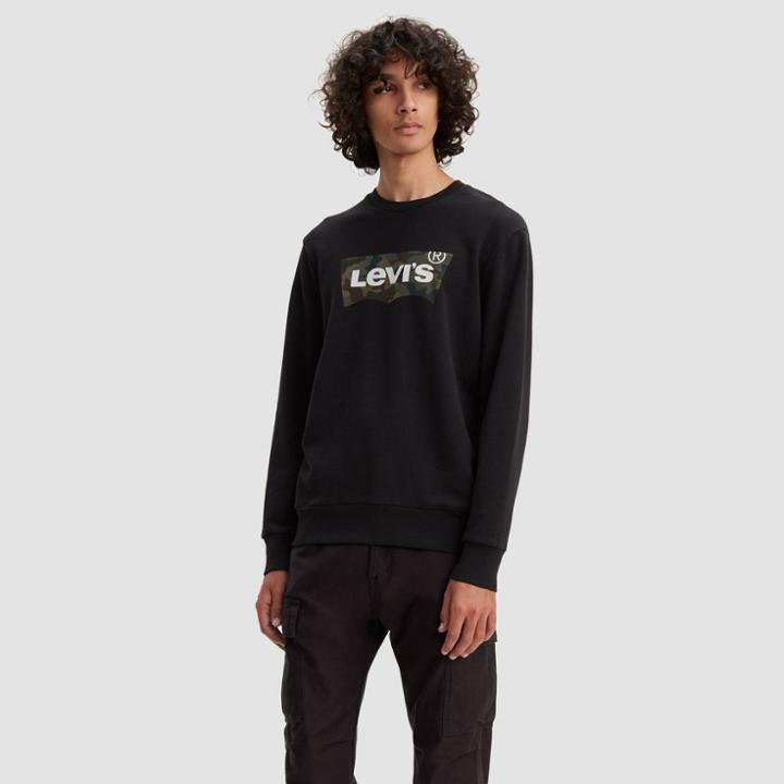 Levi's Men's Camo Print Logo Crewneck Sweatshirt - Black S, Men's,