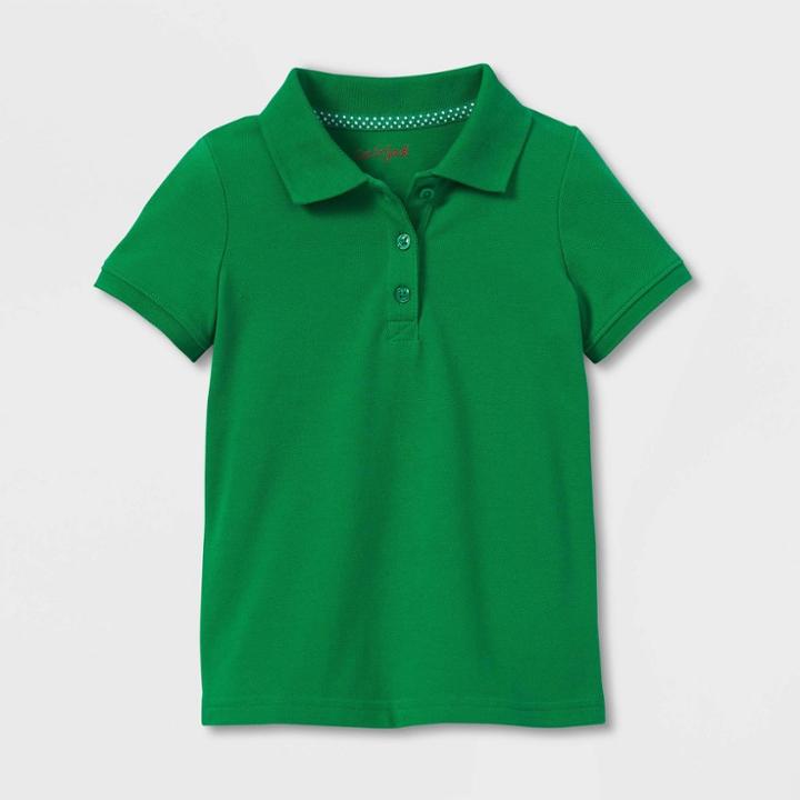Toddler Girls' Short Sleeve Pique Uniform Polo Shirt - Cat & Jack Green