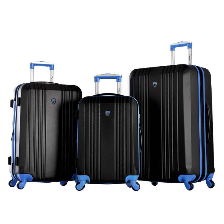 Olympia Usa Apache Ii 3pc Hardside Checked Luggage Set - Black/blue