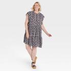Women's Plus Size Flutter Short Sleeve Dress - Knox Rose Black Floral
