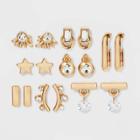 Star And Drops Stud Earring Set 8pc - A New Day Gold