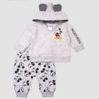 Disney Baby Boys' Mickey Mouse 2pc Fleece Set - Gray Newborn