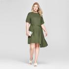 Women's Plus Size Asymmetric Dress - Ava & Viv Olive X, Green