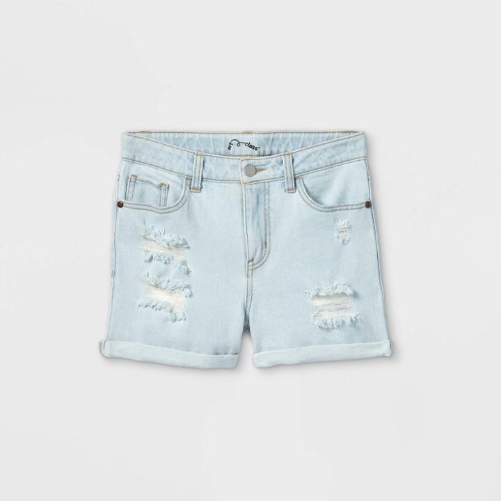 Girls' Rolled Hem Jean Shorts - Art Class
