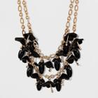 Target Simulated Leather Flowers And Beading Necklace - A New Day Black
