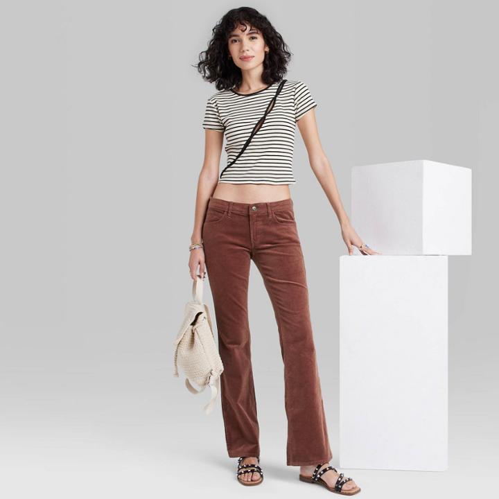 Women's Low-rise Corduroy Flare Pants - Wild Fable Brown