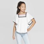 Girls' Embroidered Poncho - Cat & Jack White