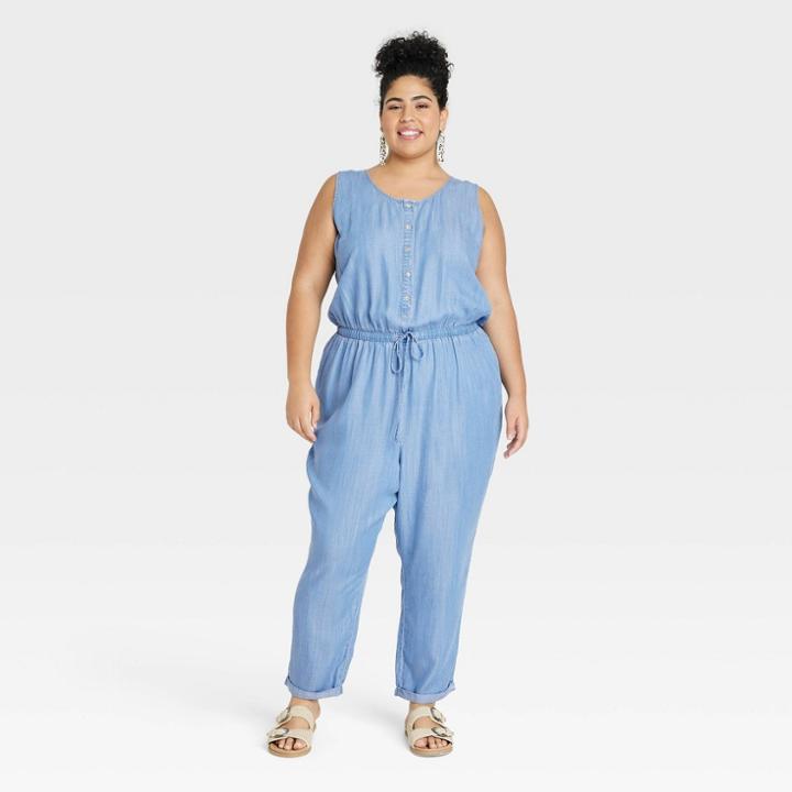 Women's Plus Size Sleeveless Jumpsuit - Knox Rose Blue