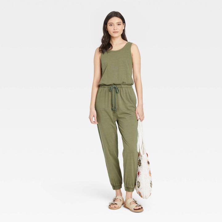 Women's Knit Jumpsuit - Universal Thread Olive Green