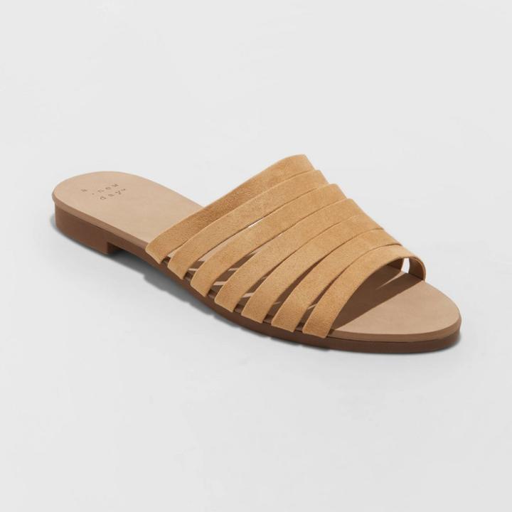 Women's Rosa Pointed Toe Slide Sandals - A New Day Taupe