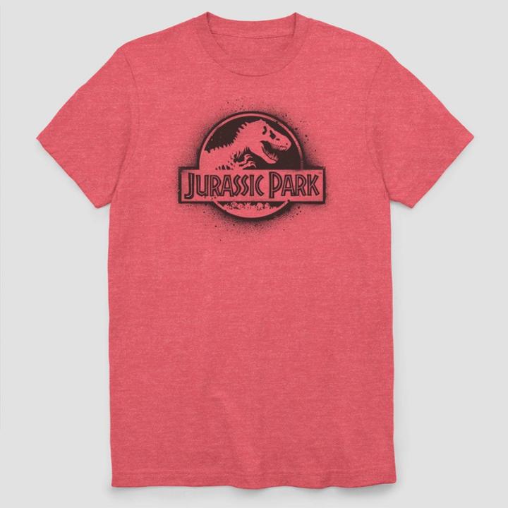 Men's Jurassic Park Spray Paint Logo Short Sleeve Graphic T-shirt - Red S, Men's,