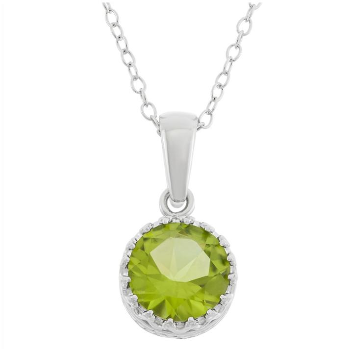 2 Tcw Tiara Peridot Crown Pendant In Sterling