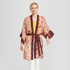 Women's Floral Print Long Sleeve Sheer Kimono Jacket With Belt - Xhilaration Blush