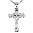 Crucible Men's Cubic Zirconia Stainless Steel Multi-layer Cross Necklace,
