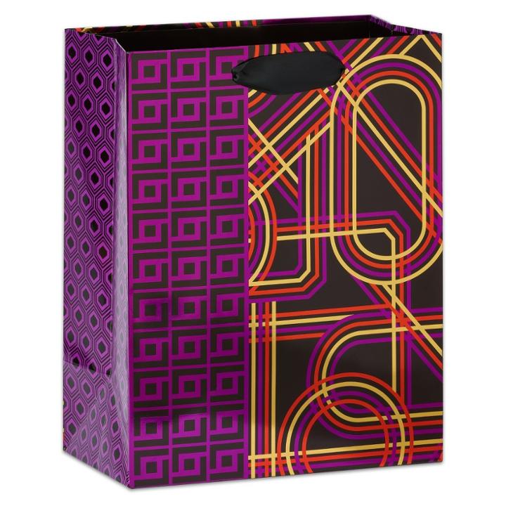Papyrus Foil Geometrics Large Gift Bag,