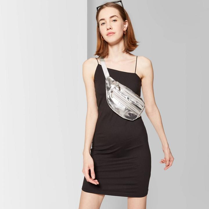 Women's Strappy Asymmetrical Neck Dress - Wild Fable Black