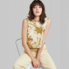 Women's Cropped Raglan Muscle Tank Top - Wild Fable Mustard Tie-dye