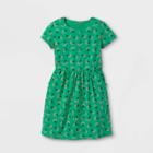 Girls' Printed Short Sleeve Knit Dress - Cat & Jack Dark Green