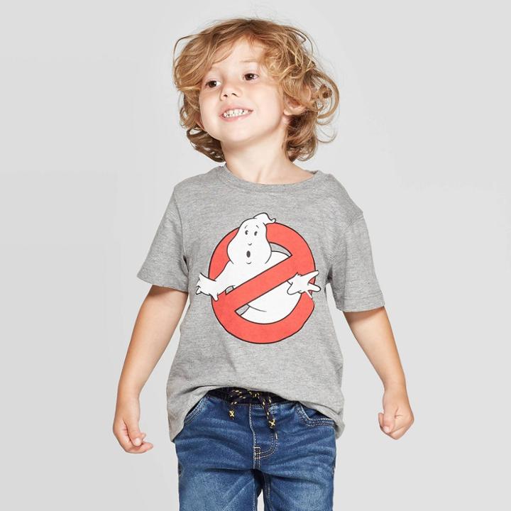 Sony Pictures Petitetoddler Boys' Ghostbusters Logo Short Sleeve T-shirt - Gray