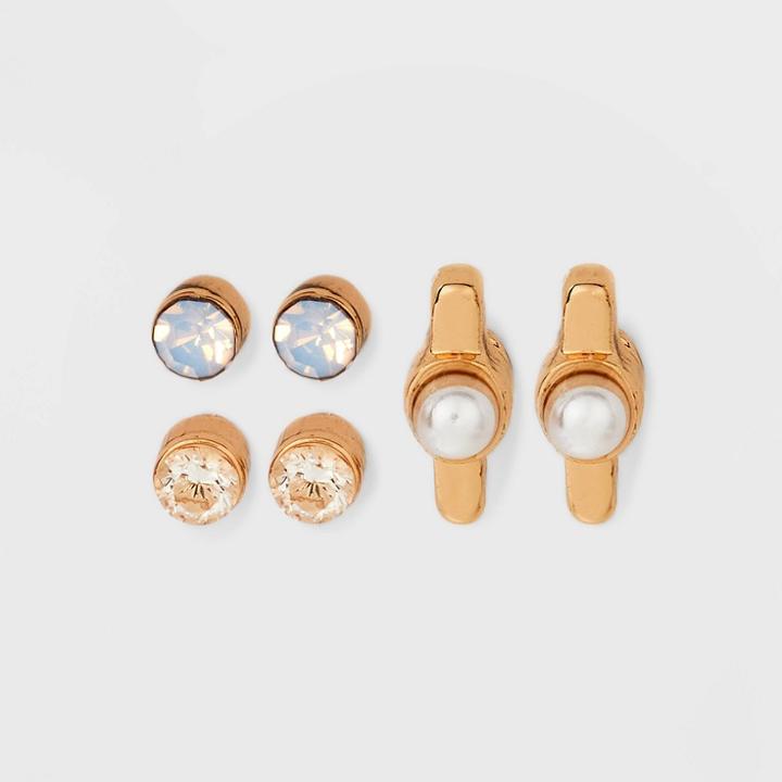 Moonstone Stud Earring Set 3pc - A New Day Gold