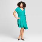 Women's Plus Size Polka Dot Wrap Dress - Ava & Viv Green