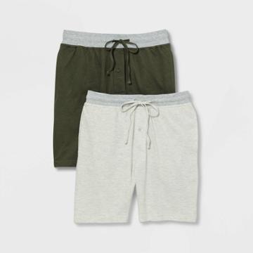 Hanes Premium Men's 2pk Lumber French Terry Pajama Shorts - Green