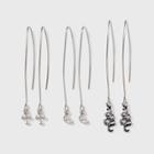 Cross, Moon And Snake Silver Threader Earring Set 3pc - Wild Fable