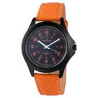 Peugeot Watches Peugeot Men's Aviator Water Resistant Canvas Band - Orange,
