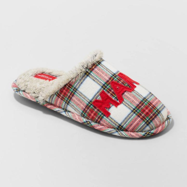 Women's Mama Elf Plaid Slide Slippers - Wondershop S,