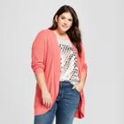 Women's Plus Size Long Sleeve Textured Cardigan - A New Day Pink