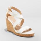 Women's Cecilia Strappy Cork Wedge Ankle Strap Sandal - A New Day White