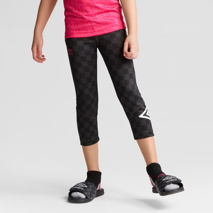 Umbro Girls' Checkerboard Printed Capri Leggings - Black