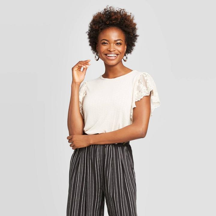 Women's Short Sleeve Scoop Neck Knit T-shirt - Xhilaration Cream Xs, Women's, Ivory