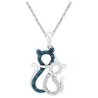 Target 1/20 Ct. T.w. Round White/blue Diamond Prong Set Cat-pendant In Sterling Silver (18 Ij-i2-i3), Girl's