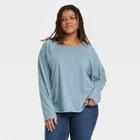 Women's Plus Size Long Sleeve T-shirt - Universal Thread Blue