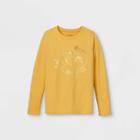 Girls' Long Sleeve Sloth Graphic T-shirt - Cat & Jack Light Mustard