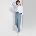 Women's Mid-rise Elastic Waist Mom Jeans - Wild Fable Acid Wash Blue