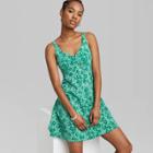 Women's Sleeveless Knit Skater Dress - Wild Fable Green Floral