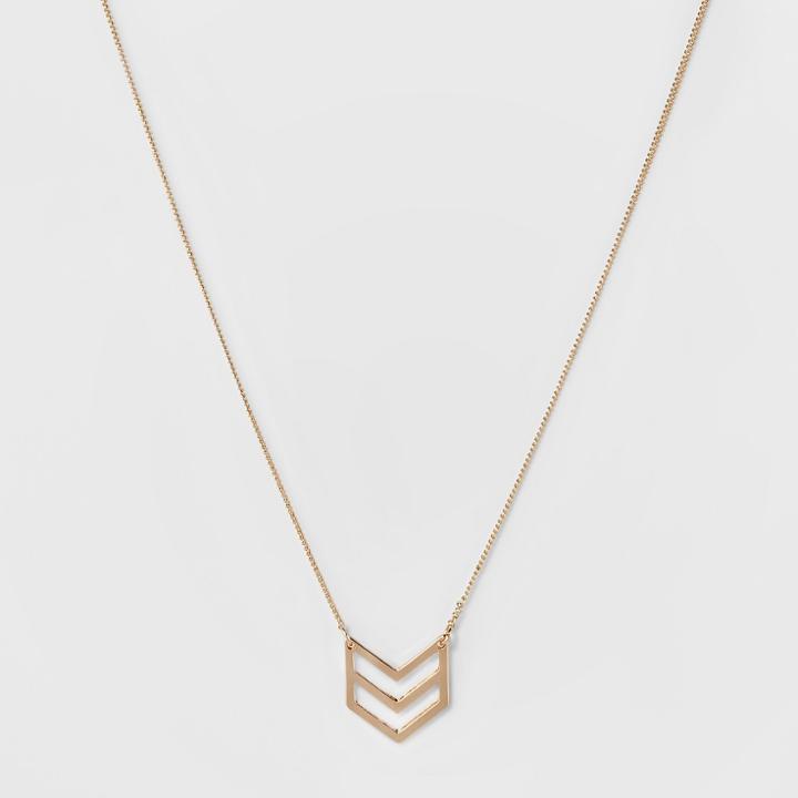 Double Chevron Short Pendant Necklace - A New Day Gold