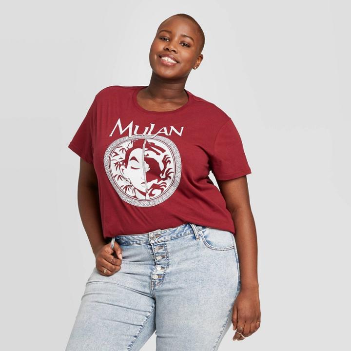 Women's Disney Mulan Plus Size Short Sleeve Graphic T-shirt (juniors') - Burgundy 1x, Women's,