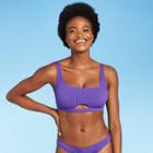 Juniors' Ribbed Front Cut Out Bralette Bikini Top - Xhilaration Grape D/dd Cup, Purple