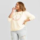 Women's Plus Size Floral Peace Sign Sweatshirt - Fifth Sun (juniors') - Cream 1x, Women's, Size: