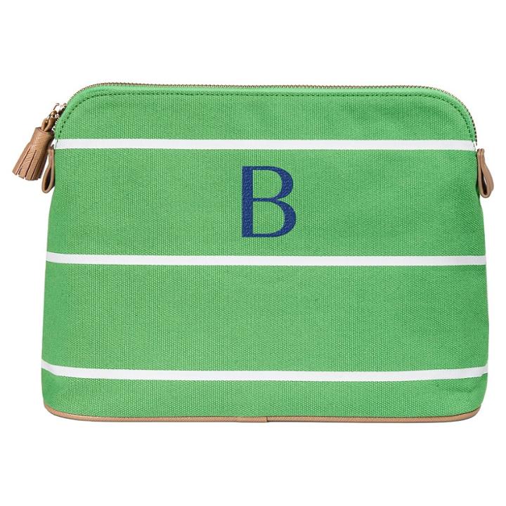 Cathy's Concepts Personalized Green Striped Cosmetic Bag - B