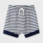 Baby Boys' Striped French Terry Pull-on Shorts - Cat & Jack Navy Blue 0-3m, Boy's, White Blue