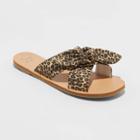 Women's Livia Leopard Knotted Bow Slide Sandals - A New Day Brown