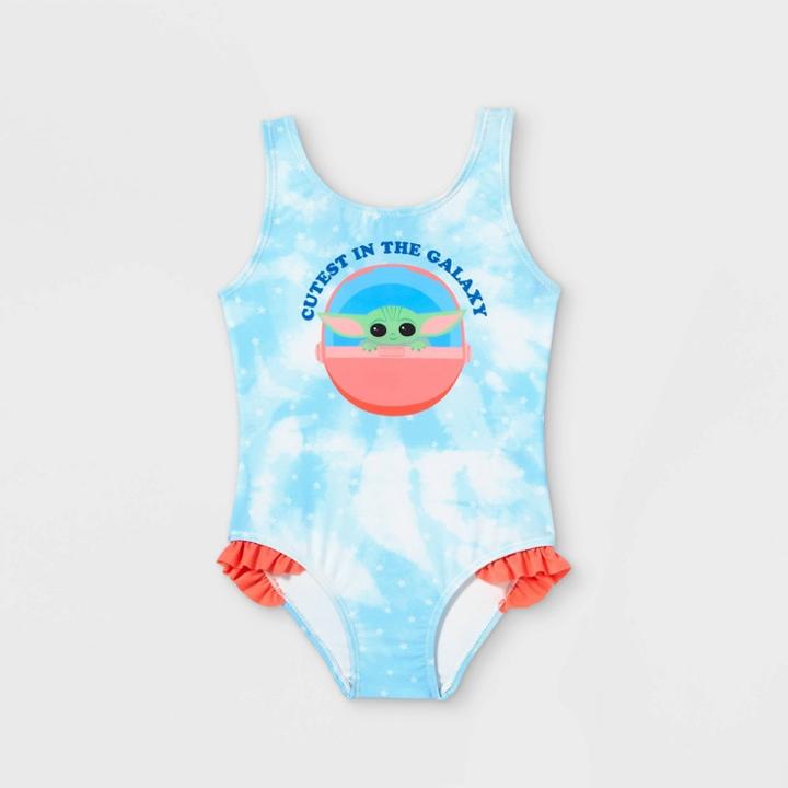 Toddler Girls' Lucasfilm Baby Yoda One Piece Swimsuit - Blue